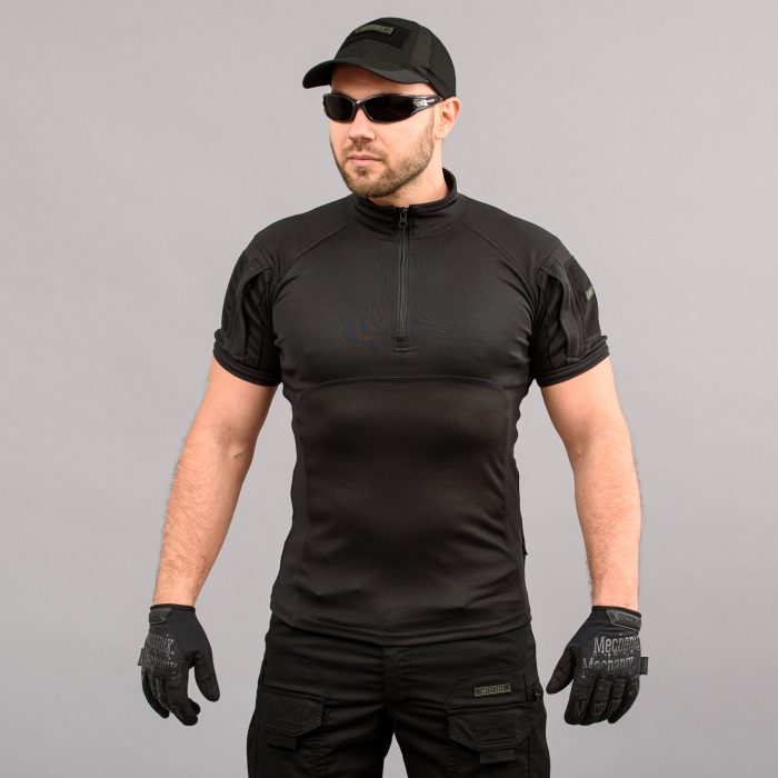 Футболка UBACS тактична "ANTITERROR II" BLACK (CoolPass + Трикотаж) - Зображення 1