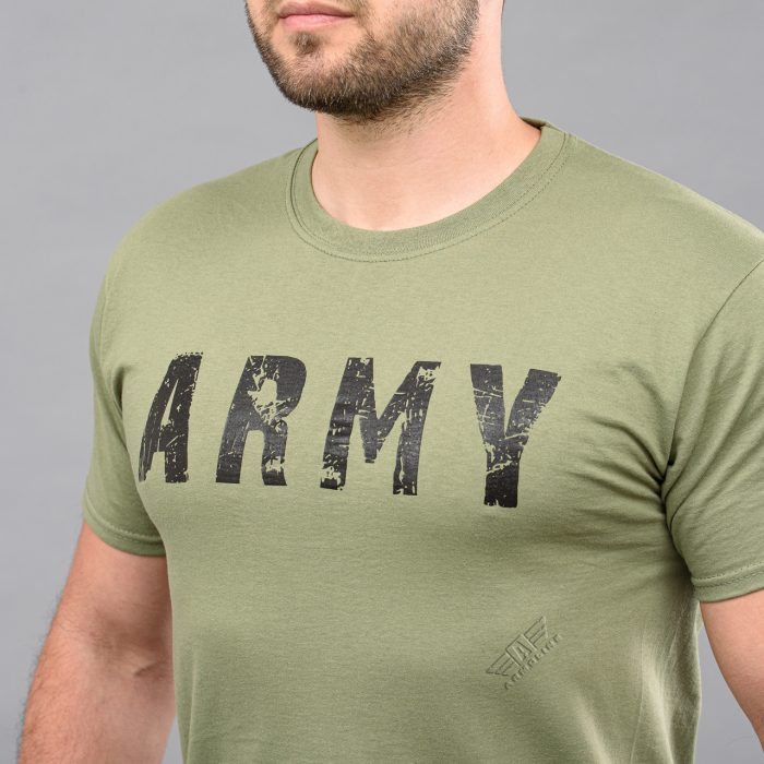 Футболка з принтом "ARMY" OLIVE (Бавовна) - Зображення 4