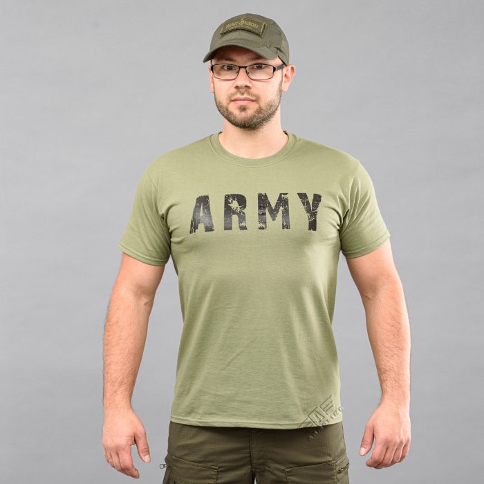 Футболка з принтом "ARMY" OLIVE (Бавовна) - Зображення 5