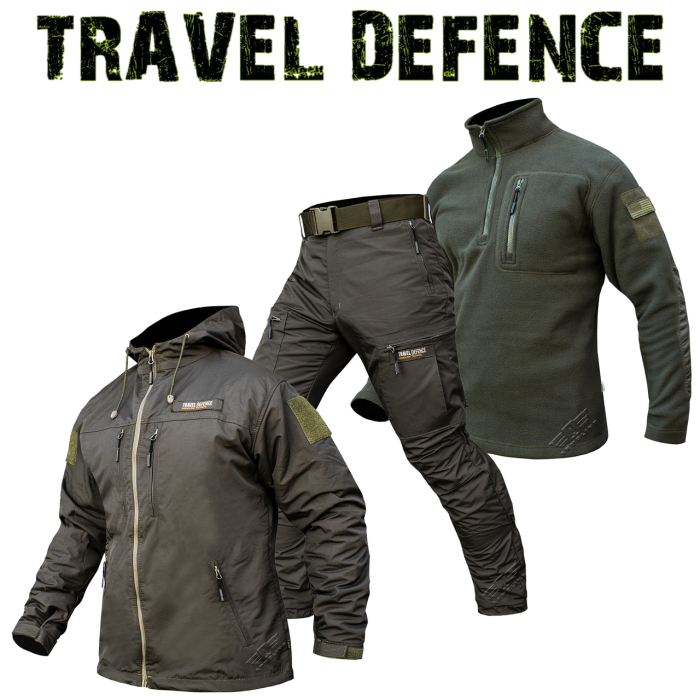 Комплект мілітарі "TRAVEL DEFENCE" 3 в 1 OLIVE (Таслан + Мікрофліс) - Зображення 1