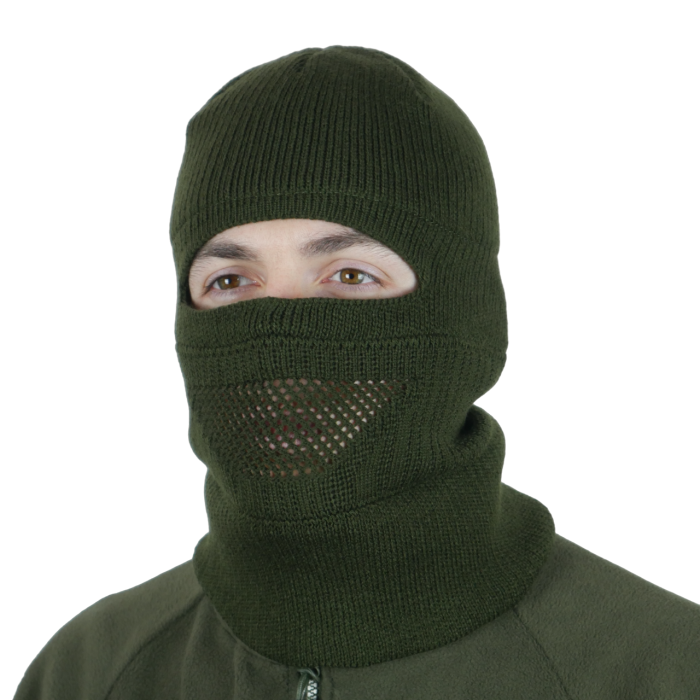 Шапка-балаклава в'язана на флісі олива - Зображення 4