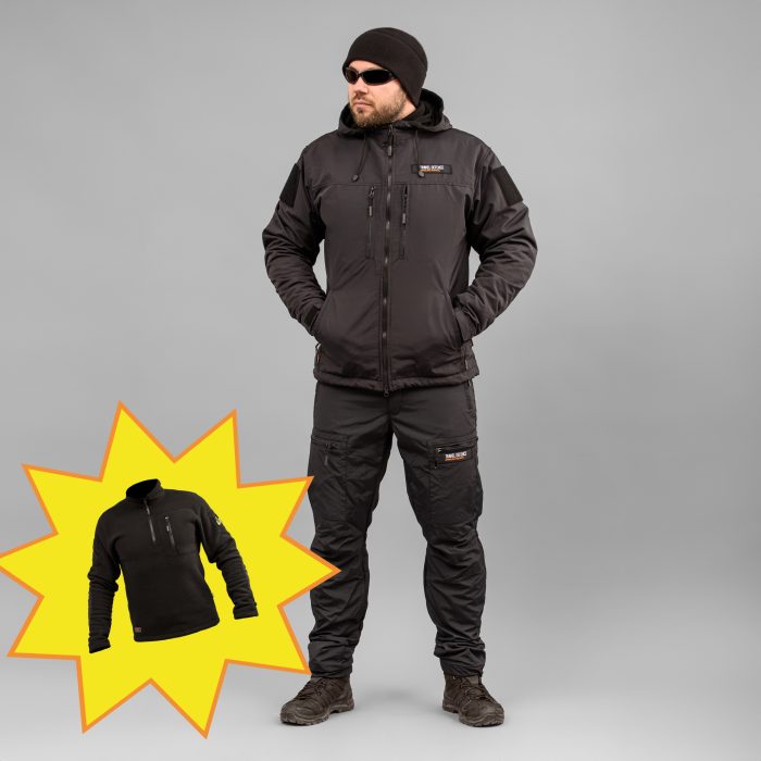 Комплект мілітарі "TRAVEL DEFENCE" 3 в 1 BLACK (Таслан + Мікрофліс) - Зображення 1