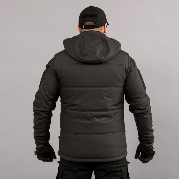 Жилетка утеплена, з капюшоном "ANTITERROR II" BLACK (Мембрана + Синтепон) - Зображення 3