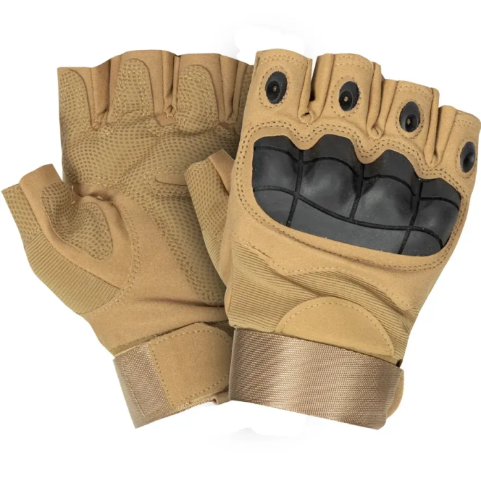 Безпалі каучукові рукавиці койот з кісточками Outdoor Tactics - Зображення 1