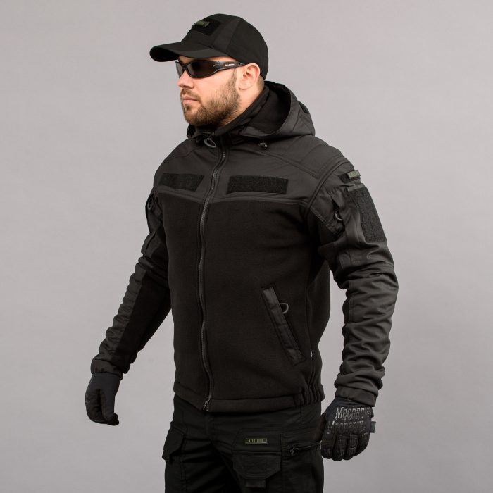 Толстовка з капюшоном "ANTITERROR II" BLACK (Фліс + Мембрана) - Зображення 2