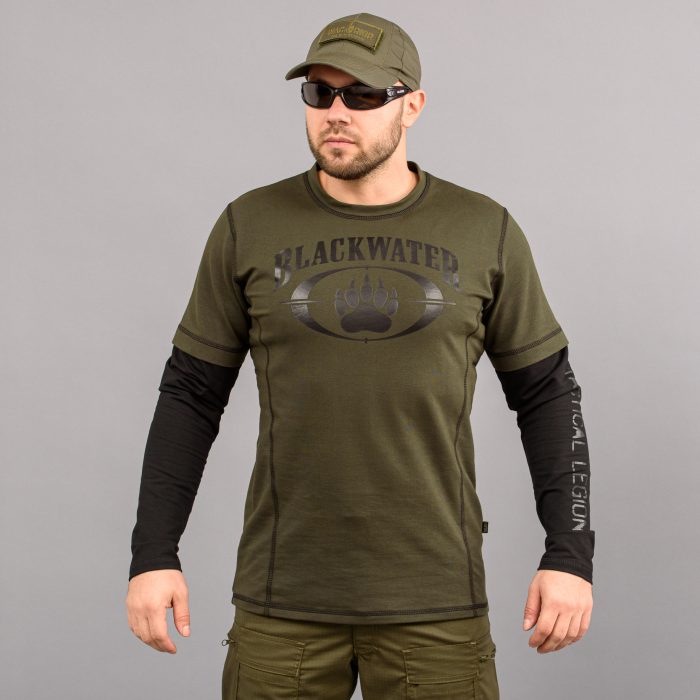 Футболка з рукавами "BLACK WATER" OLIVE (Трикотаж) - Зображення 1
