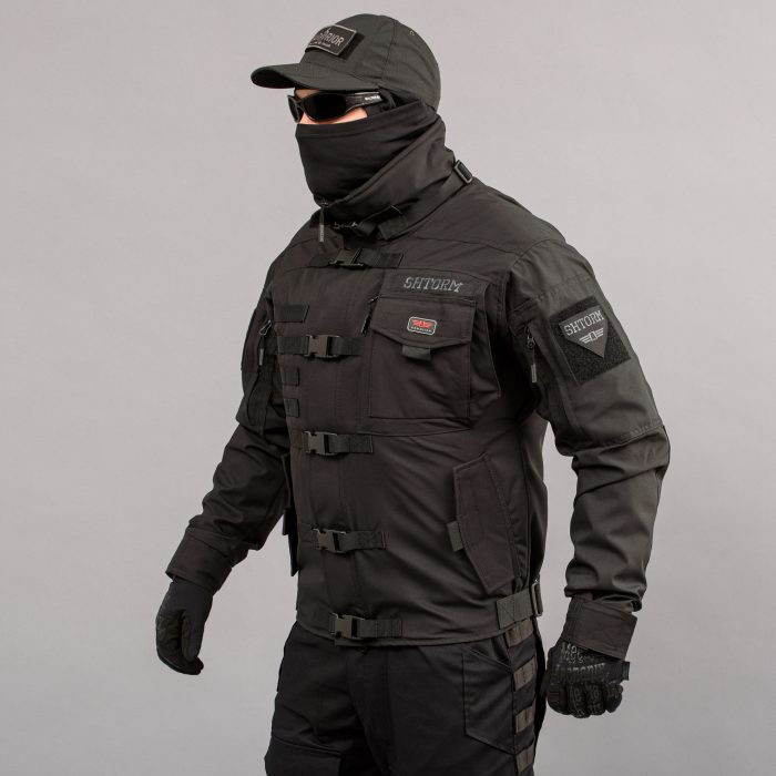 Куртка тактична "SHTORM" BLACK (Мембрана + Фліс) - Зображення 2