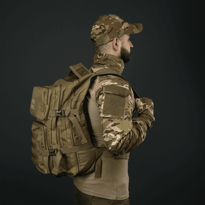 Рюкзак тактичний 30 л з системою MOLLE койот (виробництво Україна) - Зображення 9