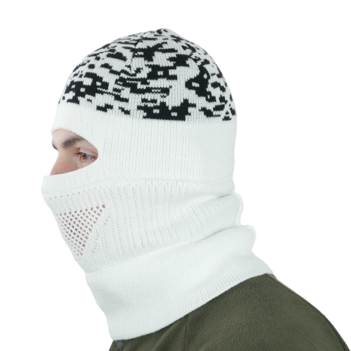 Шапка-балаклава в'язана білий піксель - Зображення 5