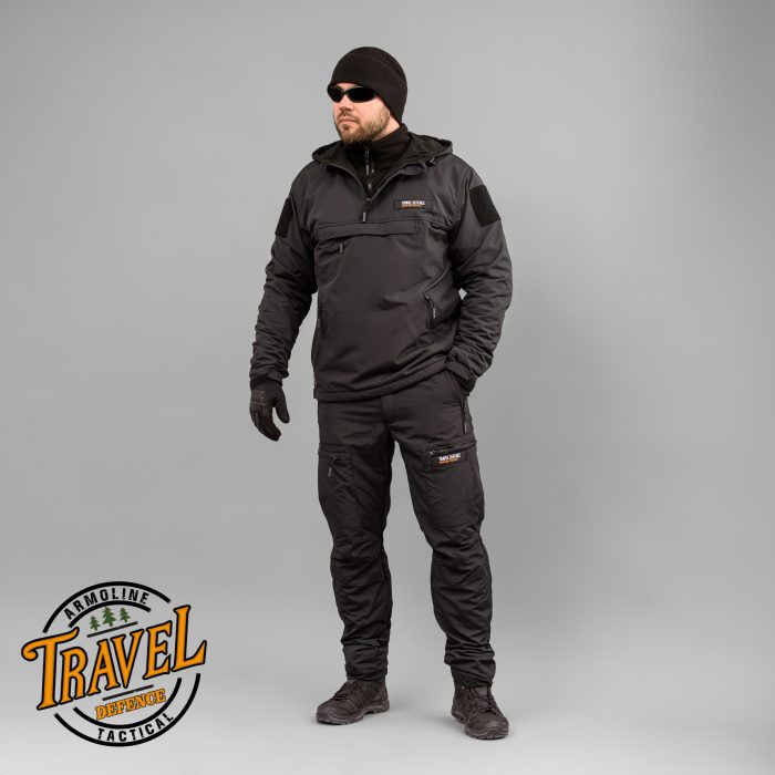 Штани "TRAVEL DEFENCE" BLACK з ременем (Таслан + Мікрофліс) - Зображення 11