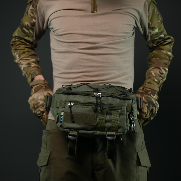 Сумка-бананка олива із водовідштовхувального матеріалу - Зображення 5