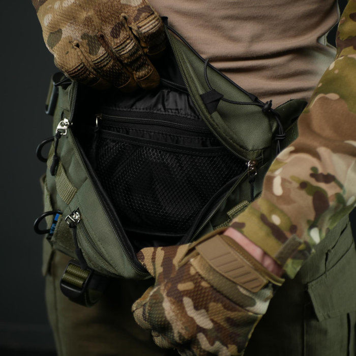 Сумка-бананка олива із водовідштовхувального матеріалу - Зображення 9