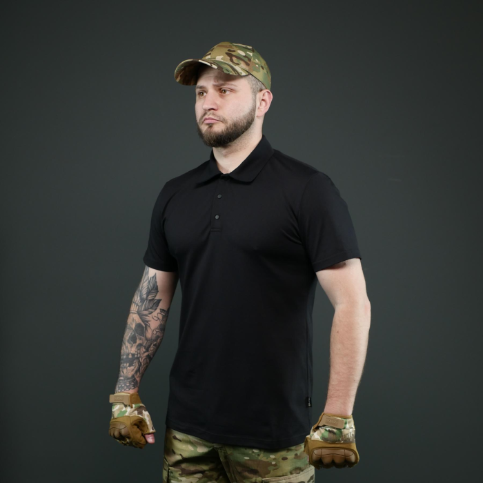 Тактична чорна футболка(поло) Militex - Зображення 6