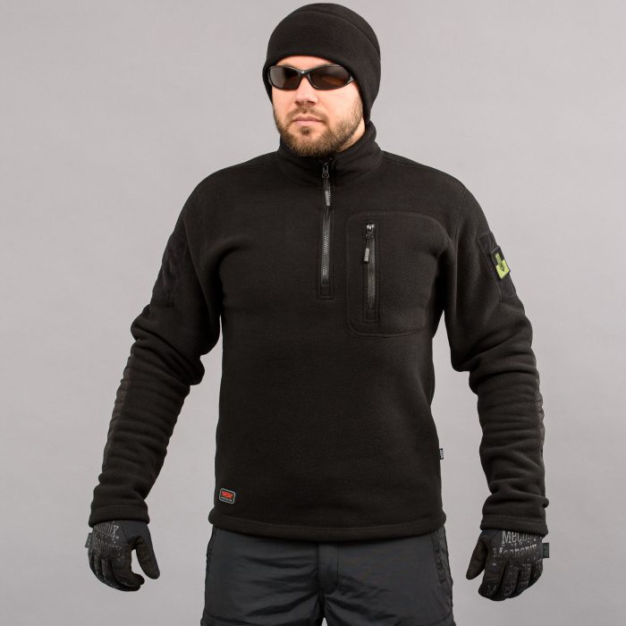 Толстовка тактична 1/4 Zip "TRAVEL DEFENCE" BLACK (Мікрофліс) - Зображення 1