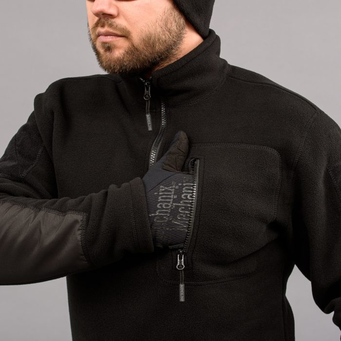 Толстовка тактична 1/4 Zip "TRAVEL DEFENCE" BLACK (Мікрофліс) - Зображення 5