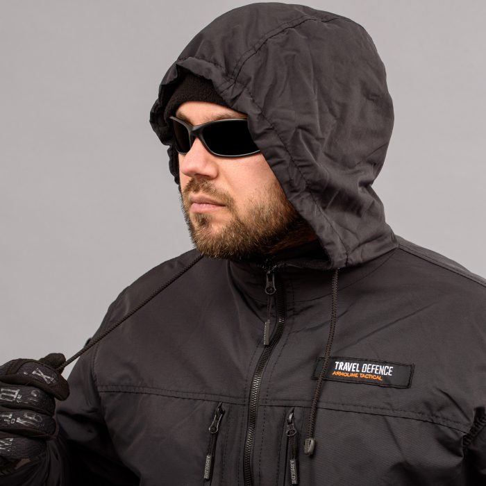 Вітровка "TRAVEL DEFENCE" BLACK (Таслан + Мікрофліс) - Зображення 9