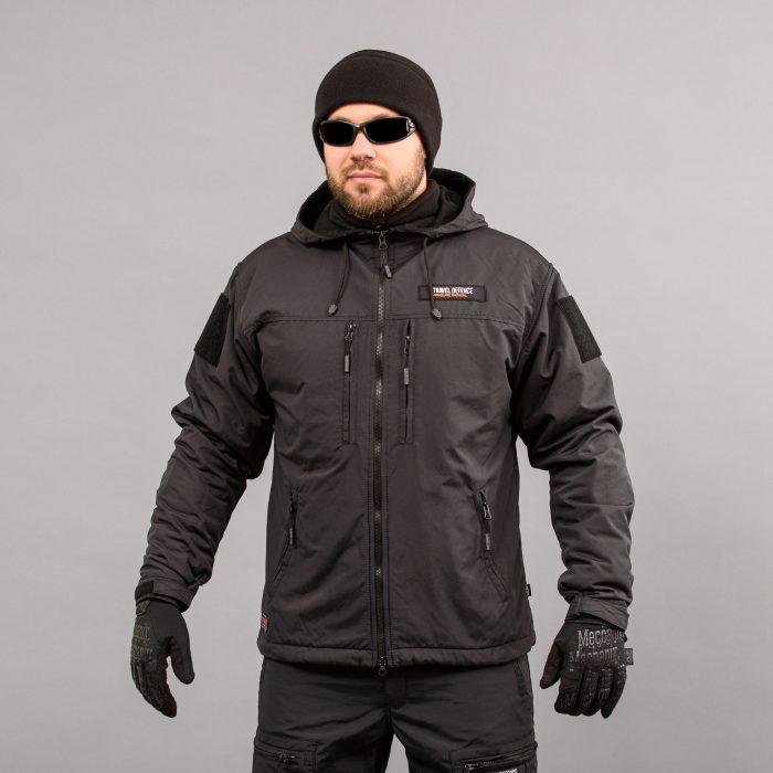 Вітровка "TRAVEL DEFENCE" BLACK (Таслан + Мікрофліс) - Зображення 1