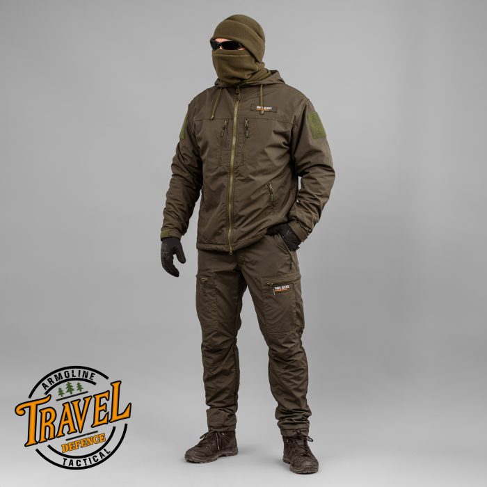 Вітровка "TRAVEL DEFENCE" DARK OLIVE (Таслан + Мікрофліс) - Зображення 11