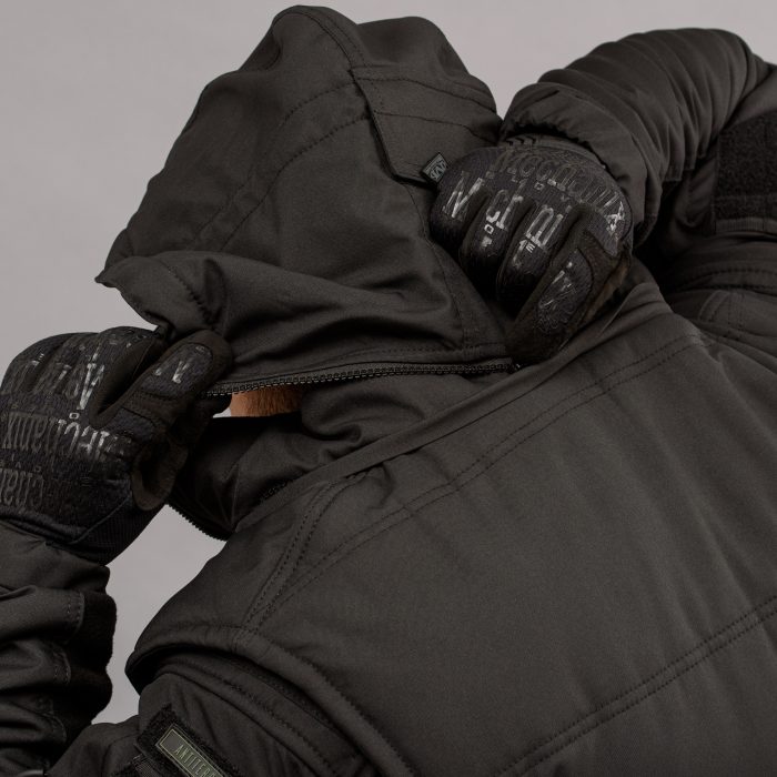Жилетка утеплена, з капюшоном "ANTITERROR II" BLACK (Мембрана + Синтепон) - Зображення 4
