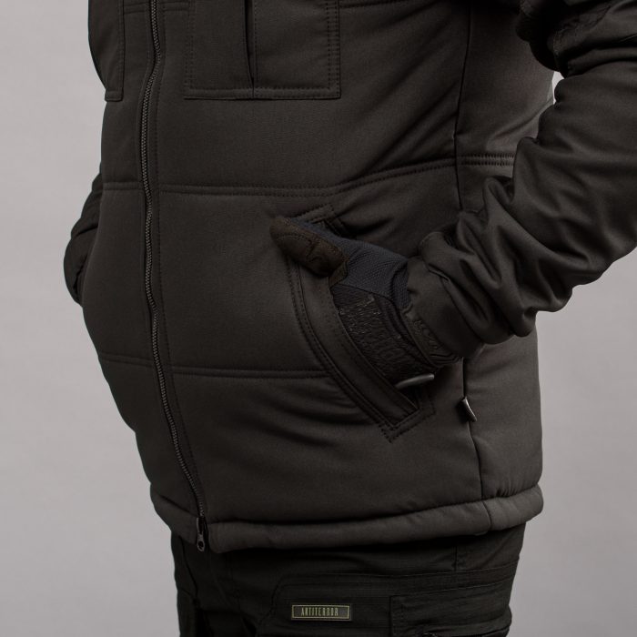 Жилетка утеплена, з капюшоном "ANTITERROR II" BLACK (Мембрана + Синтепон) - Зображення 7
