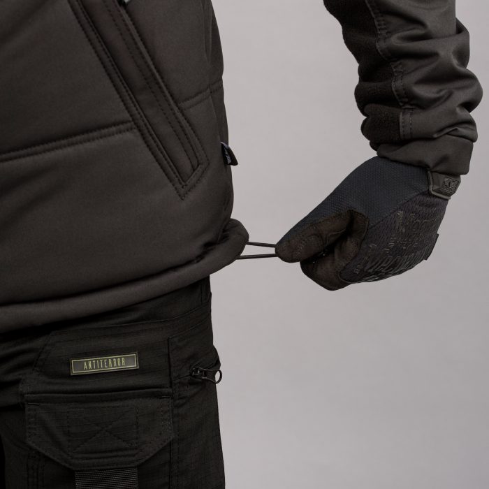 Жилетка утеплена, з капюшоном "ANTITERROR II" BLACK (Мембрана + Синтепон) - Зображення 8
