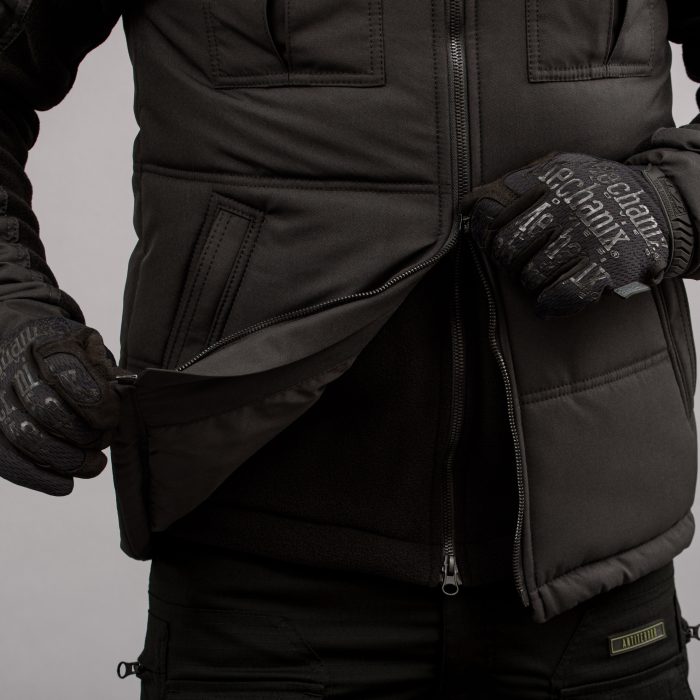 Жилетка утеплена, з капюшоном "ANTITERROR II" BLACK (Мембрана + Синтепон) - Зображення 9