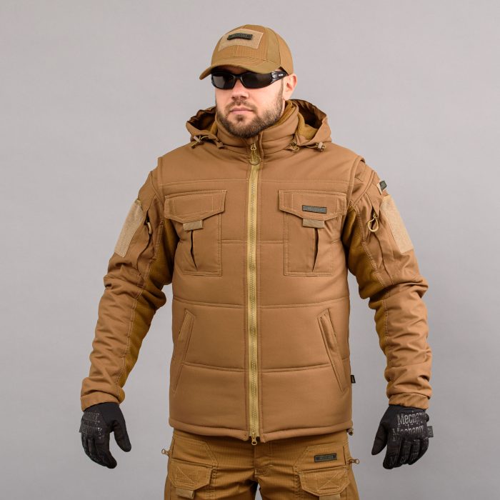 Жилетка утеплена з капюшоном "ANTITERROR II" COYOTE (Мембрана + Синтепон) - Зображення 1