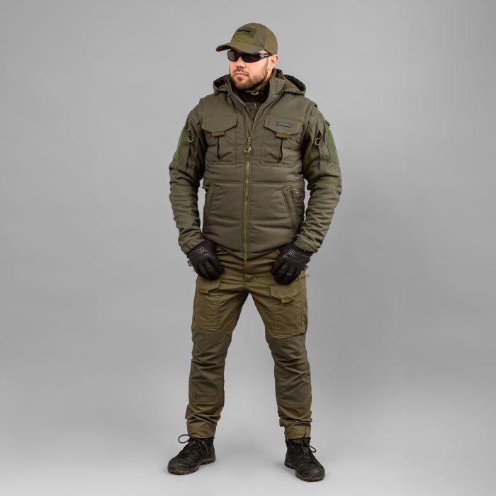 Жилетка утеплена, з капюшоном "ANTITERROR II" OLIVE (Мембрана + Синтепон) - Зображення 12
