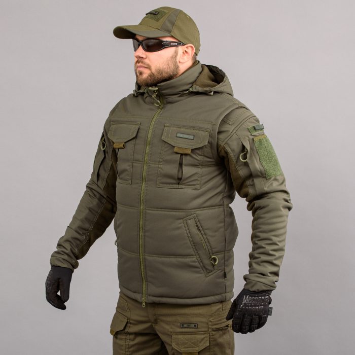 Жилетка утеплена, з капюшоном "ANTITERROR II" OLIVE (Мембрана + Синтепон) - Зображення 2