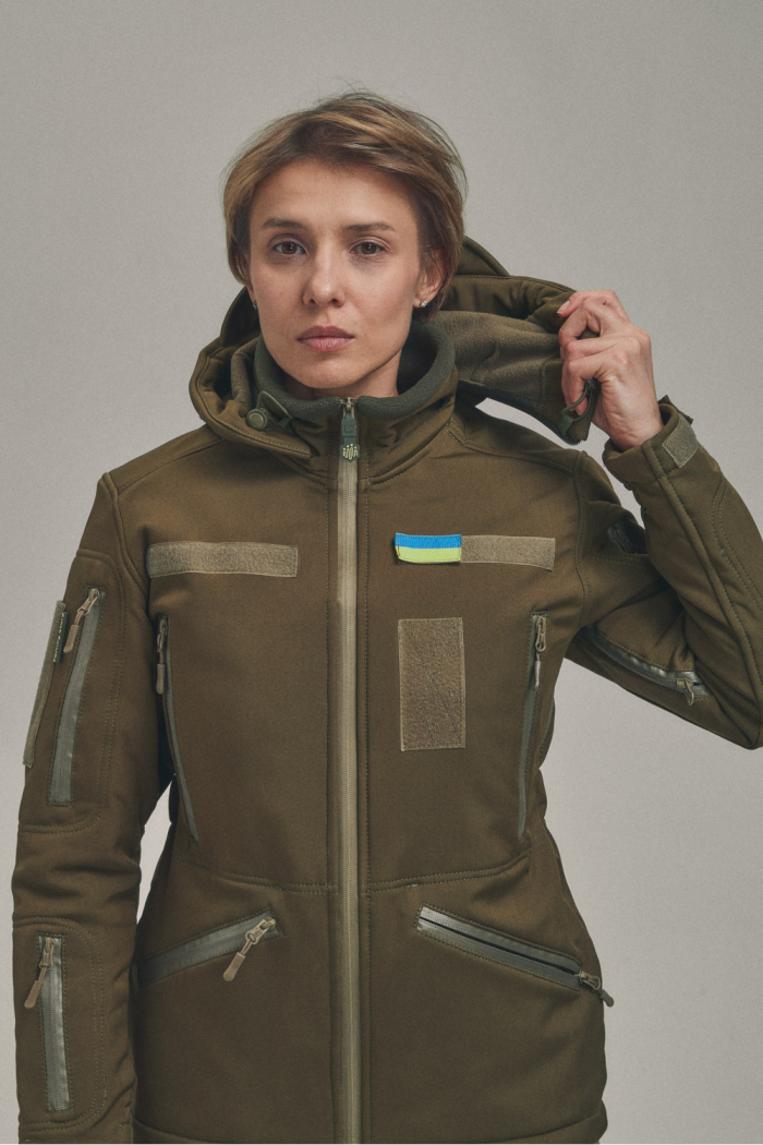 Зимова утеплена жіноча FS куртка-трансформер Soft Shell 2в1, хакі - Зображення 4