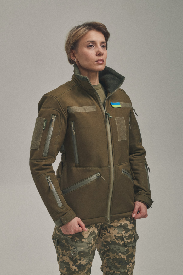 Зимова утеплена жіноча FS куртка-трансформер Soft Shell 2в1, хакі - Зображення 5