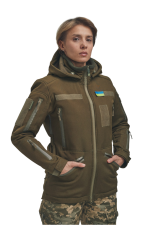 Зимова утеплена жіноча FS куртка-трансформер Soft Shell 2в1, хакі