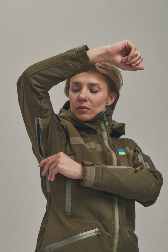 Зимова утеплена жіноча FS куртка-трансформер Soft Shell 2в1, хакі - Зображення 6