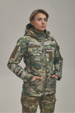 Зимова утеплена жіноча FS куртка-трансформер Soft Shell 2в1, мультикам - Зображення 2