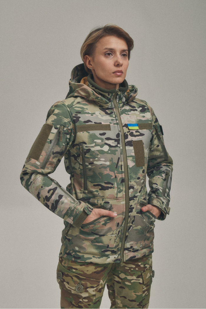 Зимова утеплена жіноча FS куртка-трансформер Soft Shell 2в1, мультикам - Зображення 2