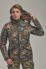 Зимова утеплена жіноча FS куртка-трансформер Soft Shell 2в1, піксель - Зображення 3