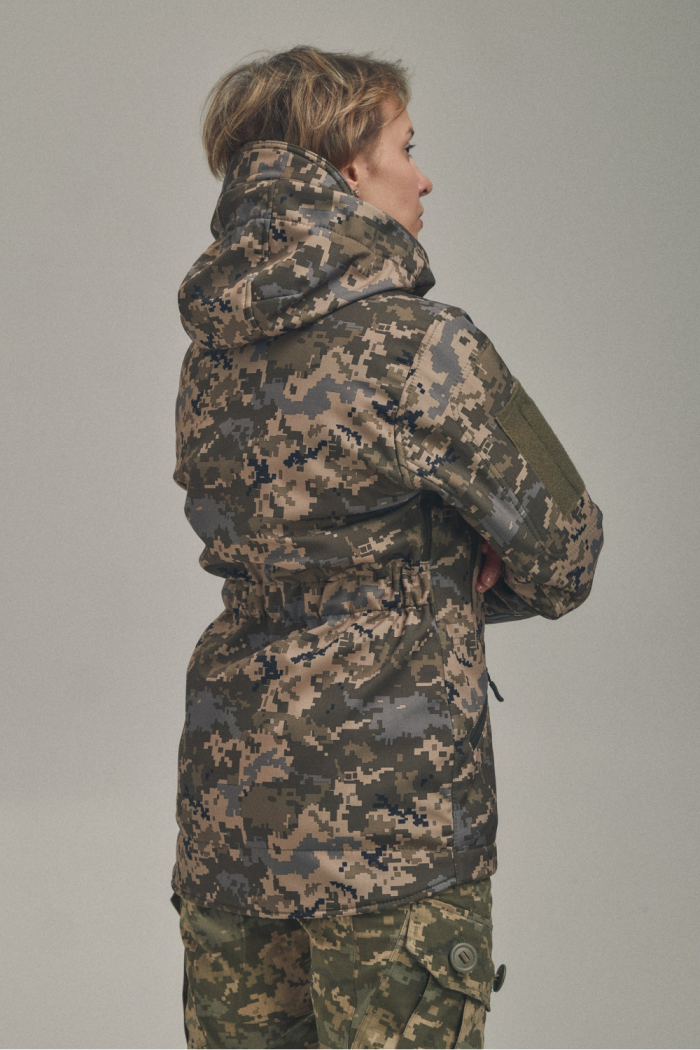 Зимова утеплена жіноча FS куртка-трансформер Soft Shell 2в1, піксель - Зображення 5