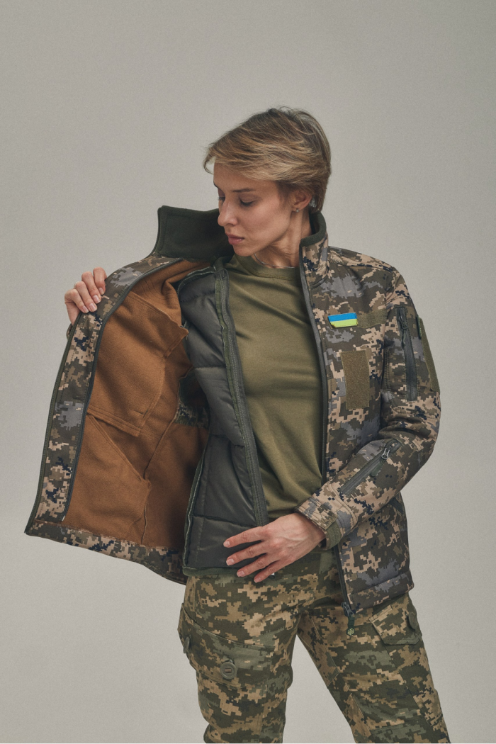 Зимова утеплена жіноча FS куртка-трансформер Soft Shell 2в1, піксель - Зображення 8