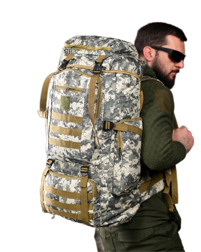 Рюкзак тактичний 70 л. із зносостійкого, водонепроникного матеріалу ПІКСЕЛЬ - Зображення 2