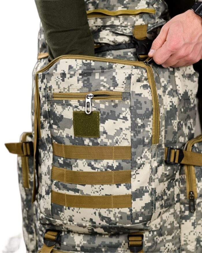 Рюкзак тактичний 70 л. із зносостійкого, водонепроникного матеріалу ПІКСЕЛЬ - Зображення 6