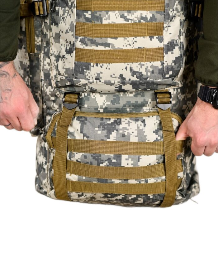 Рюкзак тактичний 70 л. із зносостійкого, водонепроникного матеріалу ПІКСЕЛЬ - Зображення 7