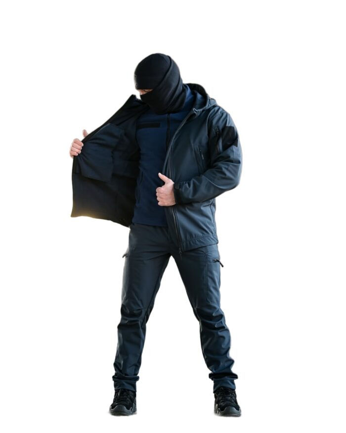 Утеплений тактичний костюм Softshell 5в1 Softshell + Fleece Set Синій - Зображення 1