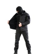 Утеплений тактичний костюм Softshell 5в1 Softshell + Fleece Set Чорний