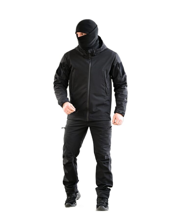Утеплений тактичний костюм Softshell 5в1 Softshell + Fleece Set Чорний - Зображення 3