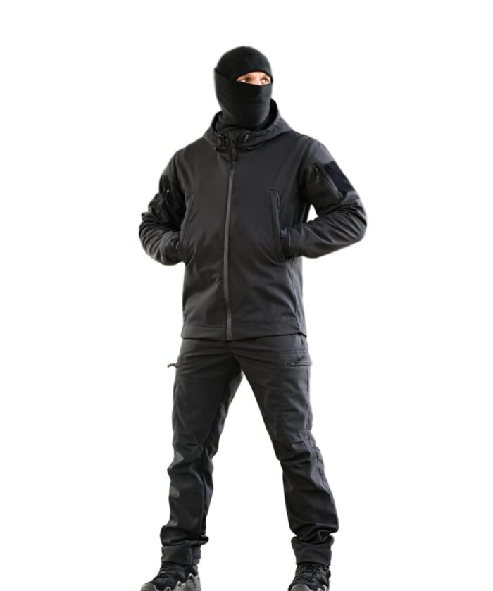 Утеплений тактичний костюм Softshell 5в1 Softshell + Fleece Set Чорний - Зображення 4