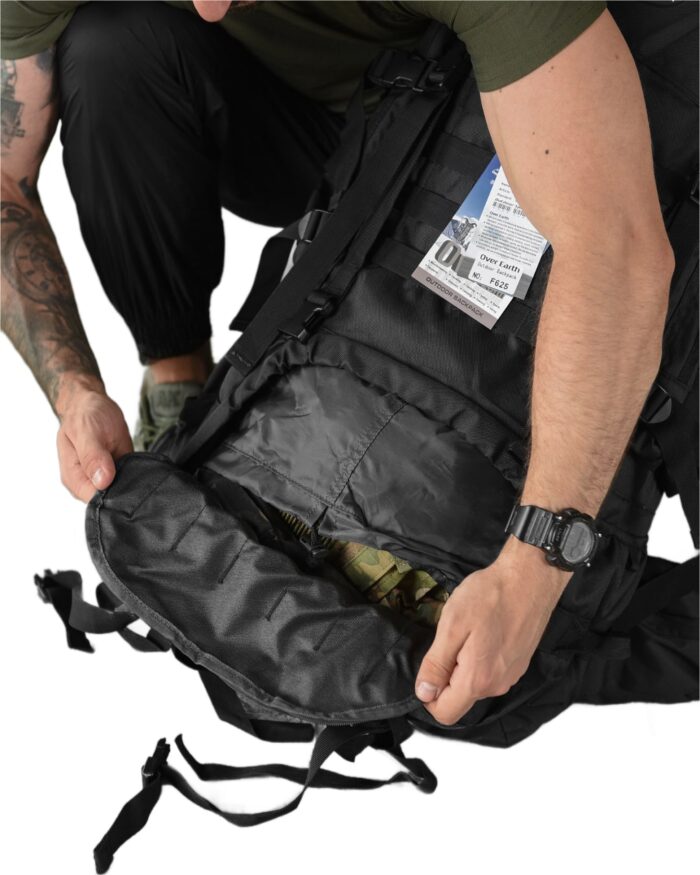 Рюкзак тактичний 100 л. рамний з водонепроникного матеріалу ЧОРНИЙ - Зображення 4