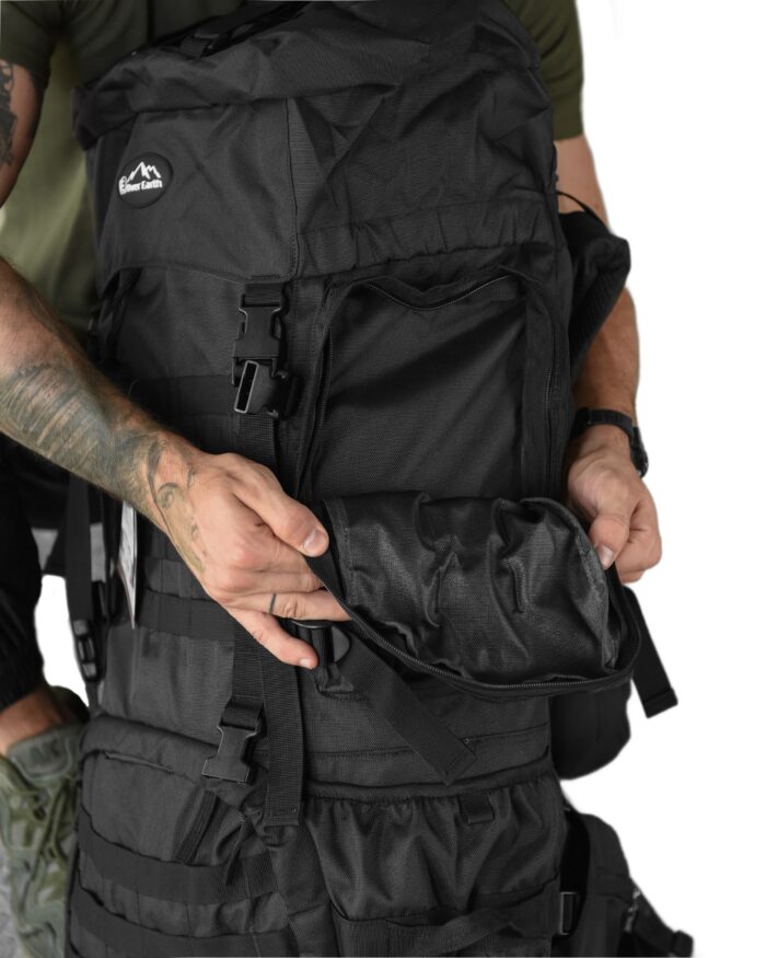 Рюкзак тактичний 100 л. рамний з водонепроникного матеріалу ЧОРНИЙ - Зображення 5