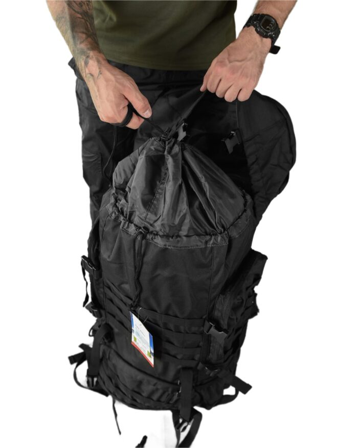 Рюкзак тактичний 100 л. рамний з водонепроникного матеріалу ЧОРНИЙ - Зображення 6