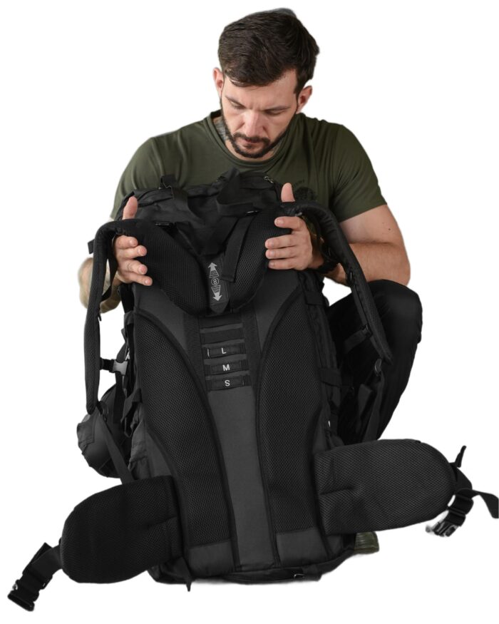 Рюкзак тактичний 100 л. рамний з водонепроникного матеріалу ЧОРНИЙ - Зображення 9