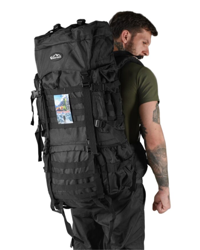 Рюкзак тактичний 100 л. рамний з водонепроникного матеріалу ЧОРНИЙ - Зображення 1